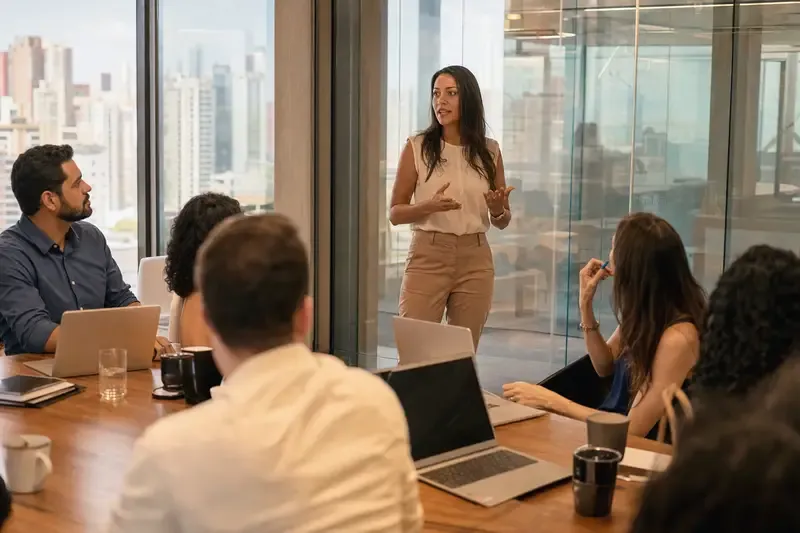 A reunião em que a pergunta veio em inglês